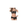 Ensemble lingerie noir top bustier et shorty dentelle 